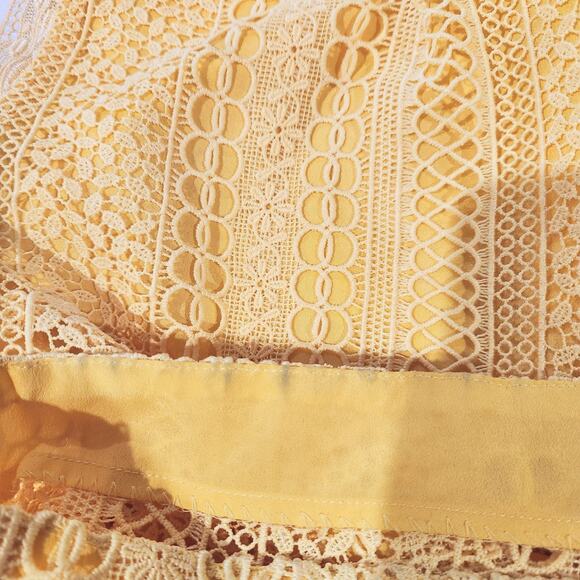 J. Crew Womens Yellow Layered Multi Pattern Crochet Sleeveless Blouse Size 0 - Picture 9 of 13